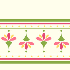 Decorative seamless border. Vector seamless pattern. Spring flowers in Art Nouveau style on a light background.