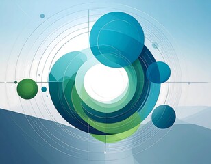 Abstract graphic design with layered circles and swirls