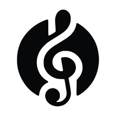 Minimalist Music Logo with G-Clef Symbol