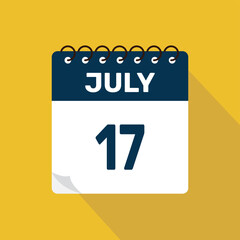 july 17 calendar icon vector illustration with design
