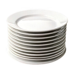 Obraz premium Stack of empty white plate isolated on transparent background