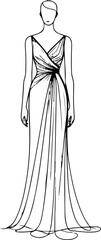 Minimalist continuous line of a fashion mannequin with dress 3