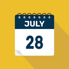 july 28 calendar icon vector illustration with design