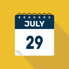 july 29 calendar icon vector illustration with design