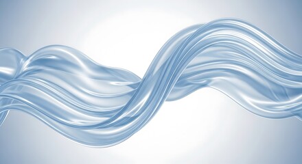 Smooth, flowing wave of translucent blue liquid or silk, creating an elegant and fluid abstract shape