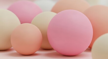 Soft pastel colored spheres in varying sizes arranged in a pleasing composition