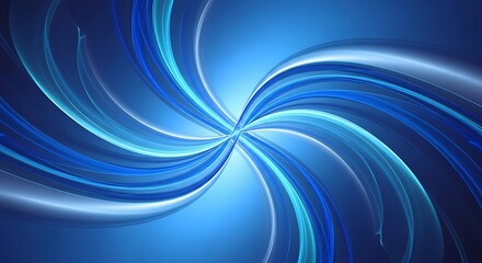 Swirling abstract blue and cyan light trails forming a dynamic vortex or tunnel effect, representing energy and motion