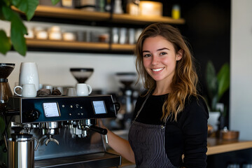 Barista demonstrating practical coffee machine cleaning and maintenance steps in modern cafe setting, showing professional workflow daily routine for espresso machine hygiene upkeep