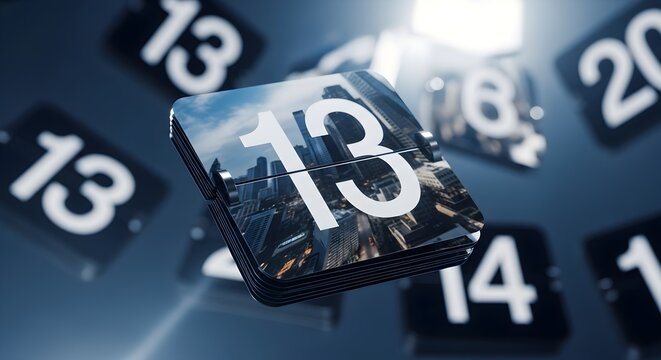 Close-up of Calendar Displaying the Number 13 with Blurred Background.