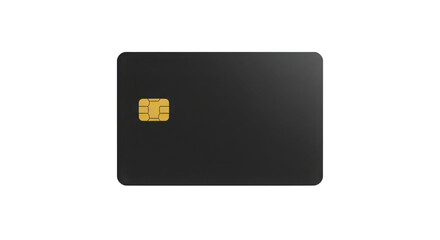 Blank black EMV chip card for financial transactions isolated PNG with Transparent Background