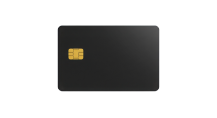 Blank black EMV chip card for financial transactions isolated PNG with Transparent Background