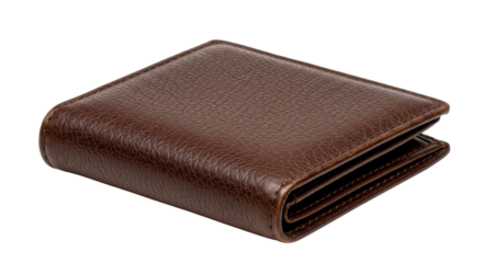 Brown leather wallet for financial transactions isolated PNG with Transparent Background