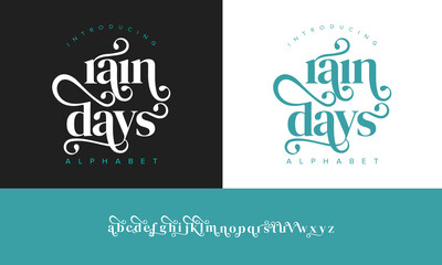 Rain Days Decorative Alphabet Font with Modern Flourishes