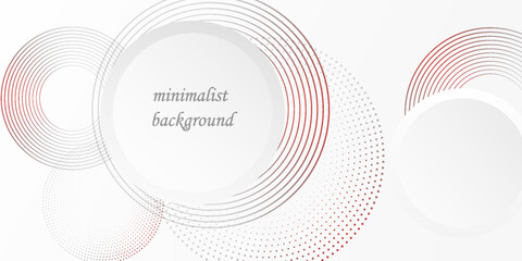 Abstract white background with red circle lines. Digital future technology concept. vector illustration.