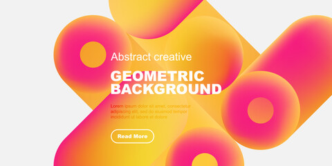 Vibrant fluid shapes, gradients, text overlay. Modern design, geometric elements, bright colors, promotional material. Simple, clean aesthetic.