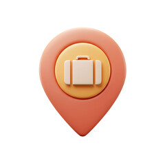 Peach Location Pin with Suitcase Graphic for Travel Destinations