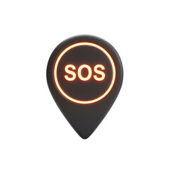 Distress Pin Point Glowing SOS Signal on White Background
