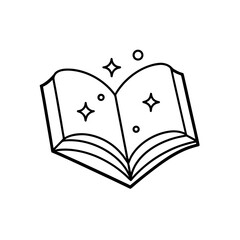 Open book with sparkling stars