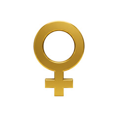 Golden Female Symbol on White Background Feminine Gender Concept