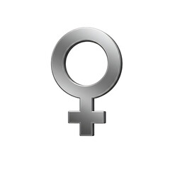 Silver Female Symbol Isolated on White Background for Gender Concepts