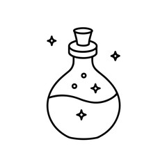 Outline magic potion with stars