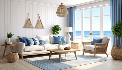 Coastal Living Room: Beachfront Serenity