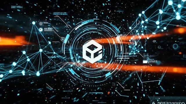 Digital Network Visualization of Blockchain Technology and Cryptocurrency.