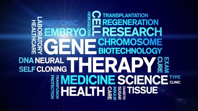 Gene Therapy animated word cloud-text design animation tag kinetic typography seamless loop.