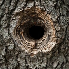 Close-up of a tree trunk with a large hole