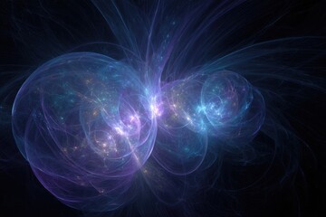 Abstract Cosmic Glowing Shapes In Violet And Blue