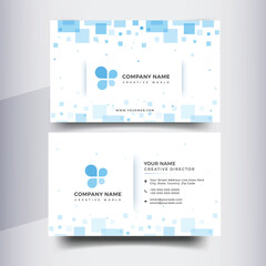 Blue and white business card with abstract squares
