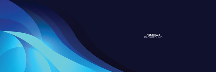 Futuristic  blue abstract horizontal banner background with wave graphic. Modern turquoise and blue gradient wave curve shape