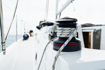 halyard winch on sailing yacht