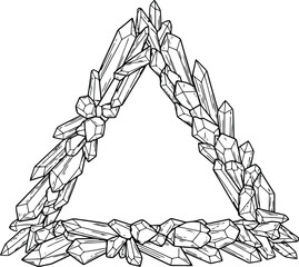 Vector decorative triangle border, crystal prism shard gemstone frame design