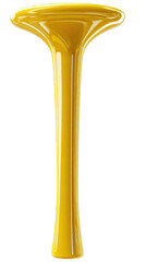 Elegant tall yellow glass vase with a flared trumpet top isolated on a transparent background.