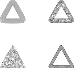 Decorative triangle frame collection, layered line, ornamental loops, polygon crystal and chevron zigzag