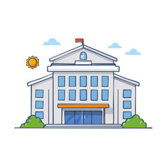 Obraz premium Cartoon illustration of a classic school university or government building on a sunny day