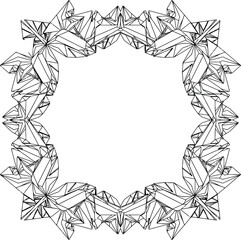 Vector abstract polygonal ornament frame, minimalist geometric decorative art