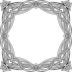 Vector ornamental knotwork border, cultural inspired decorative interlace frame illustration
