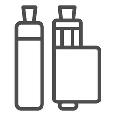 Two vape devices line icon, vaping concept. Vector graphics. Pen and regular vape sign on white background, outline style icon for mobile or web design.