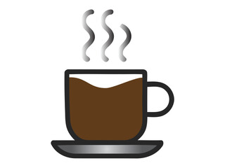 Vector illustration of a juice box with straw. Flat style icon Vector illustration of a steaming cup of coffee. Flat design style for café, breakfast, hot drink, and coffee shop themes