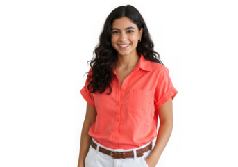 Attractive young woman in casual clothes isolated on transparent background