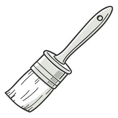 Simple cartoon illustration of a clean light gray paintbrush with a white background