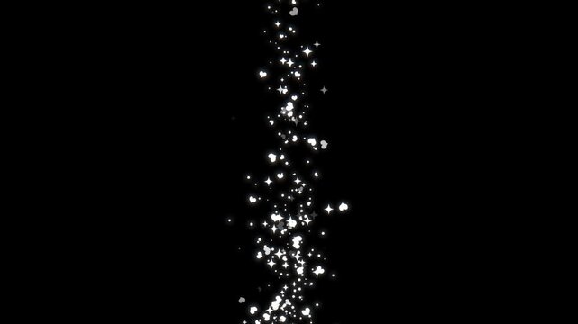 Cartoon magical sparkles rising up on black background animation. (loop)