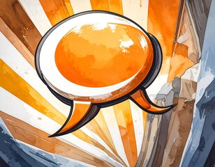 Abstract illustration of a speech bubble with a figure in the background
