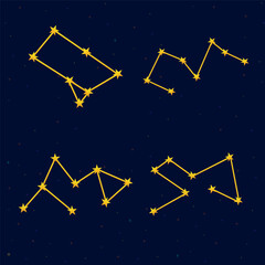 Fototapeta premium Constellation night sky star map. Vector illustration