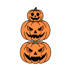 Pumpkin Tower of Jack-o'-Lanterns for Halloween Festive Fun