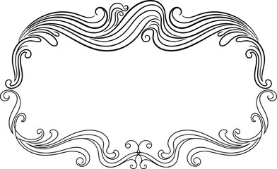 Vector ornamental swirl ribbon frame, elegant decorative continuous line design