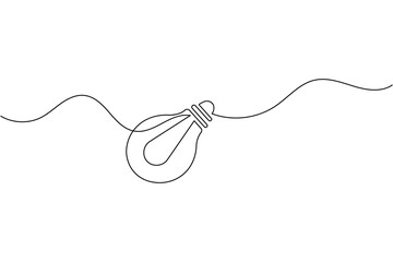 Light bulb and paper plane continuous line drawing concept and minimalist style isolate outline business icon