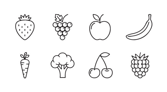 Vector art of fruits and vegetables
